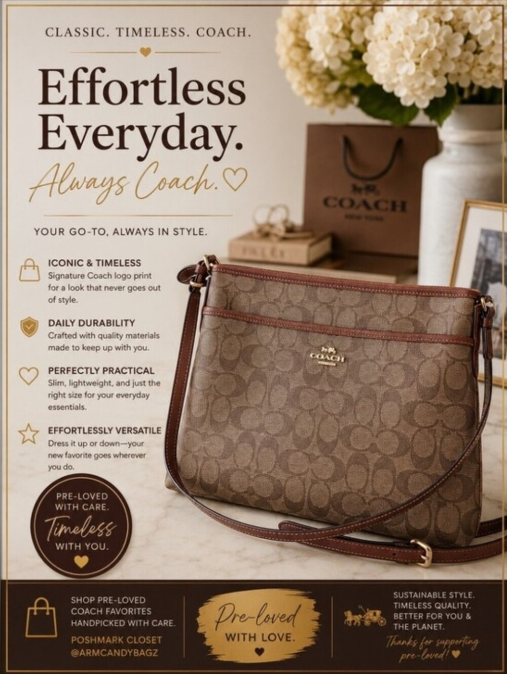 Coach Brown Signature Crossbody with Gold Hardware - Picture 12 of 12